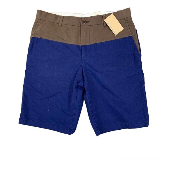 NWOT Club Monaco Board Style Shorts Flat Front Colorblock Navy Brown Mens - Picture 1 of 3